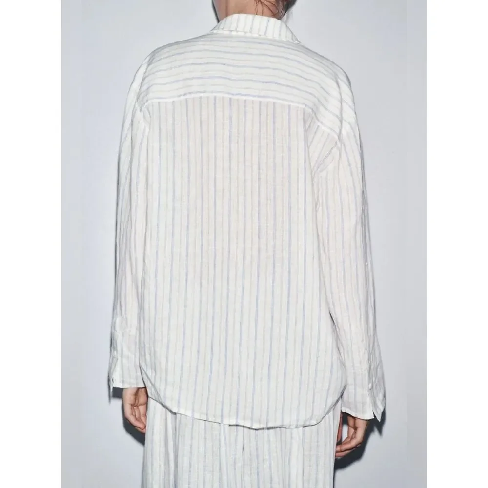 100% Linen Set Shirt Balloon Pants